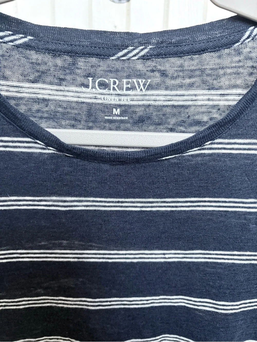 J. Crew Relaxed Linen Navy Striped T-Shirt